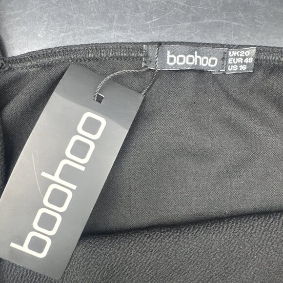 Boohoo Women’s Black Sleeveless Strappy Knee Length Dress Stretch Sz 16 NEW - Picture 5 of 8